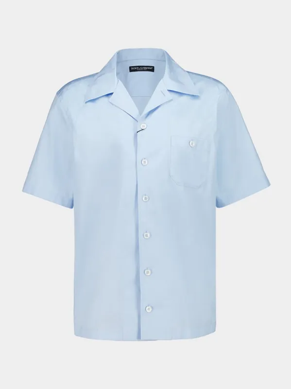 Light Blue Short-Sleeve Cotton Shirt sold by Fashion Clinic