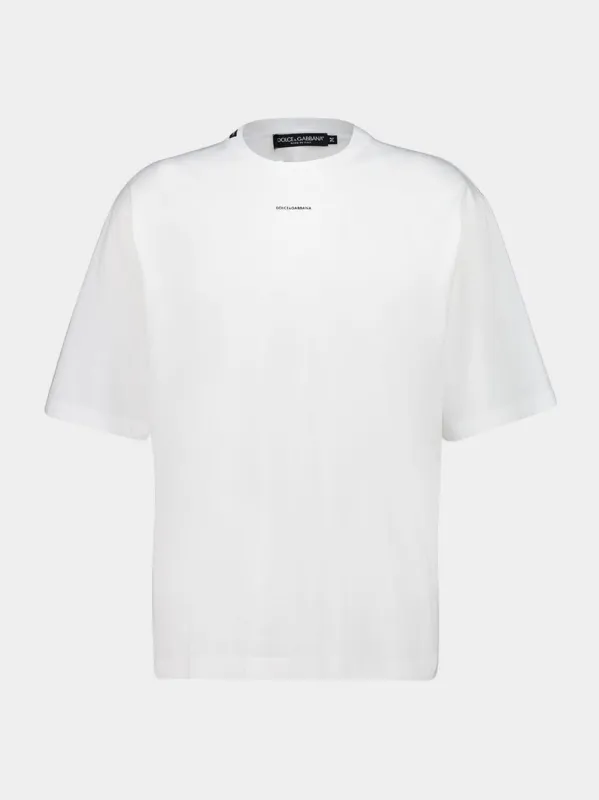 White Oversized Cotton T-Shirt with Print sold by Fashion Clinic