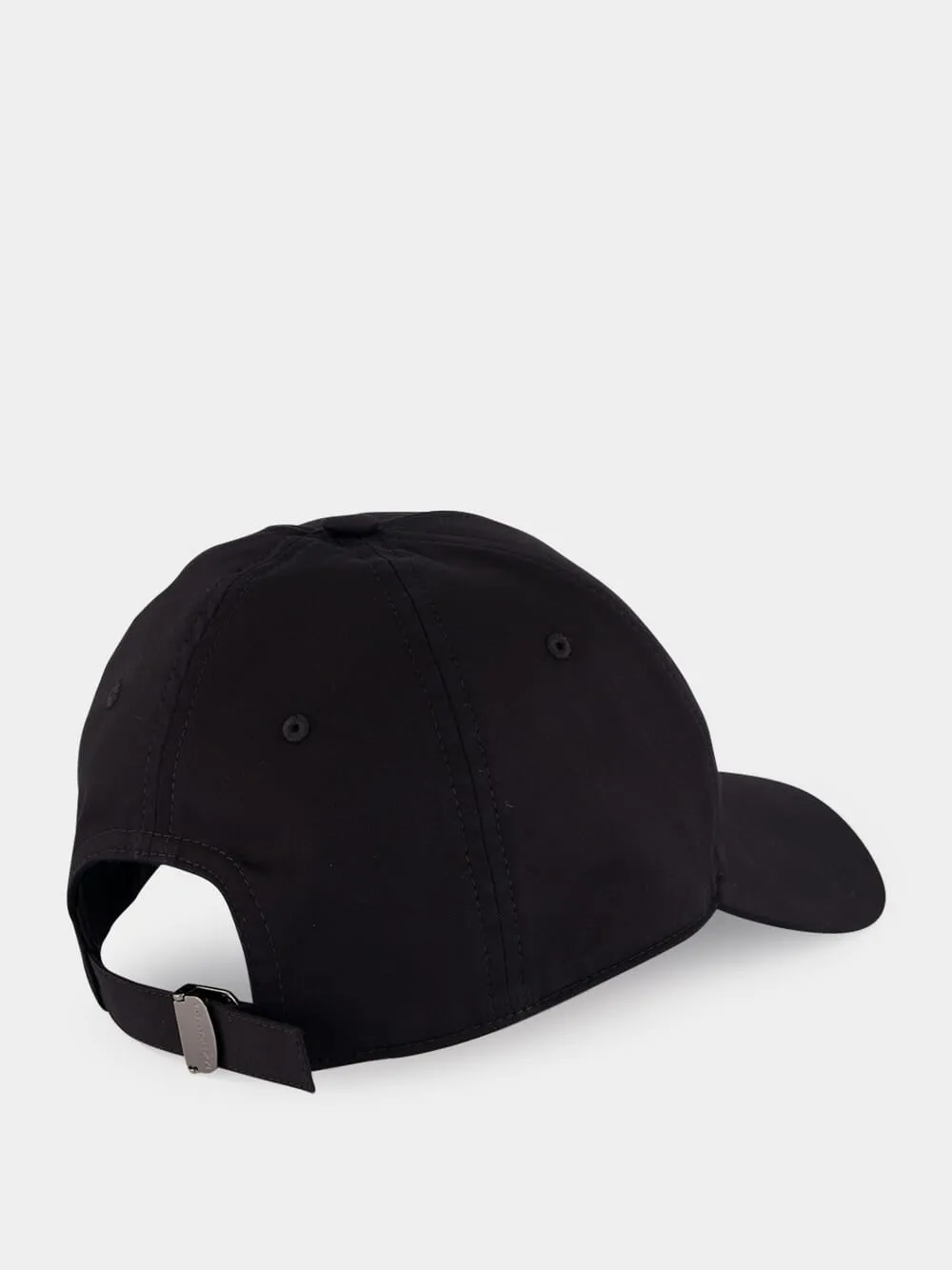 Black Cotton Rapper Cap with Logo Plate sold by Fashion Clinic product image thumbnail 2