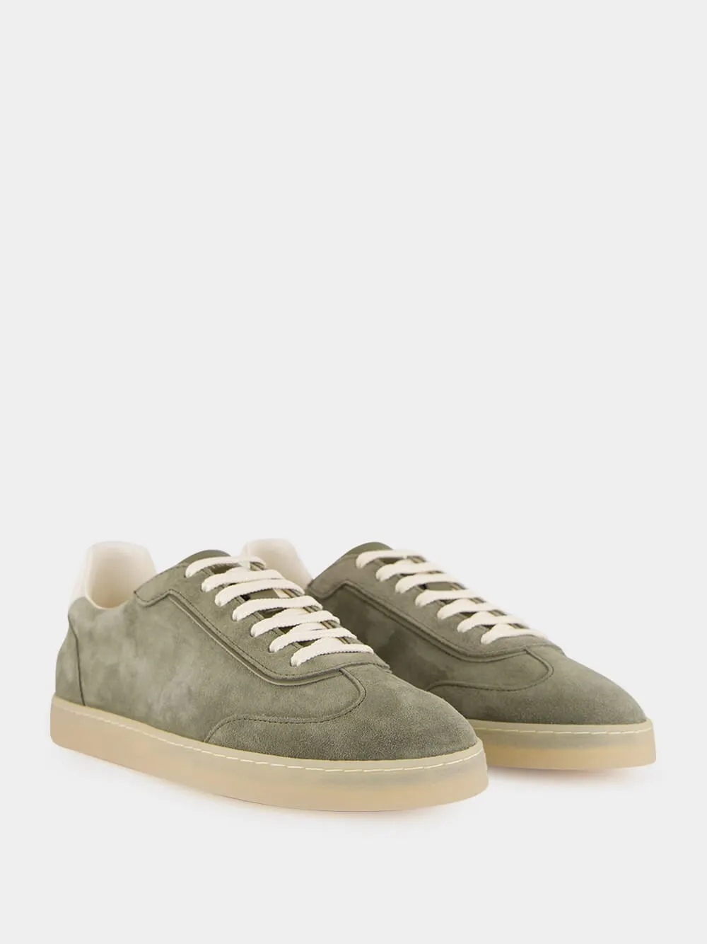 Olive Green Suede Low-Top Sneakers sold by Fashion Clinic product image thumbnail 3