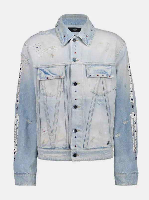 Antique Indigo Bones Studded Trucker Jacket sold by Fashion Clinic