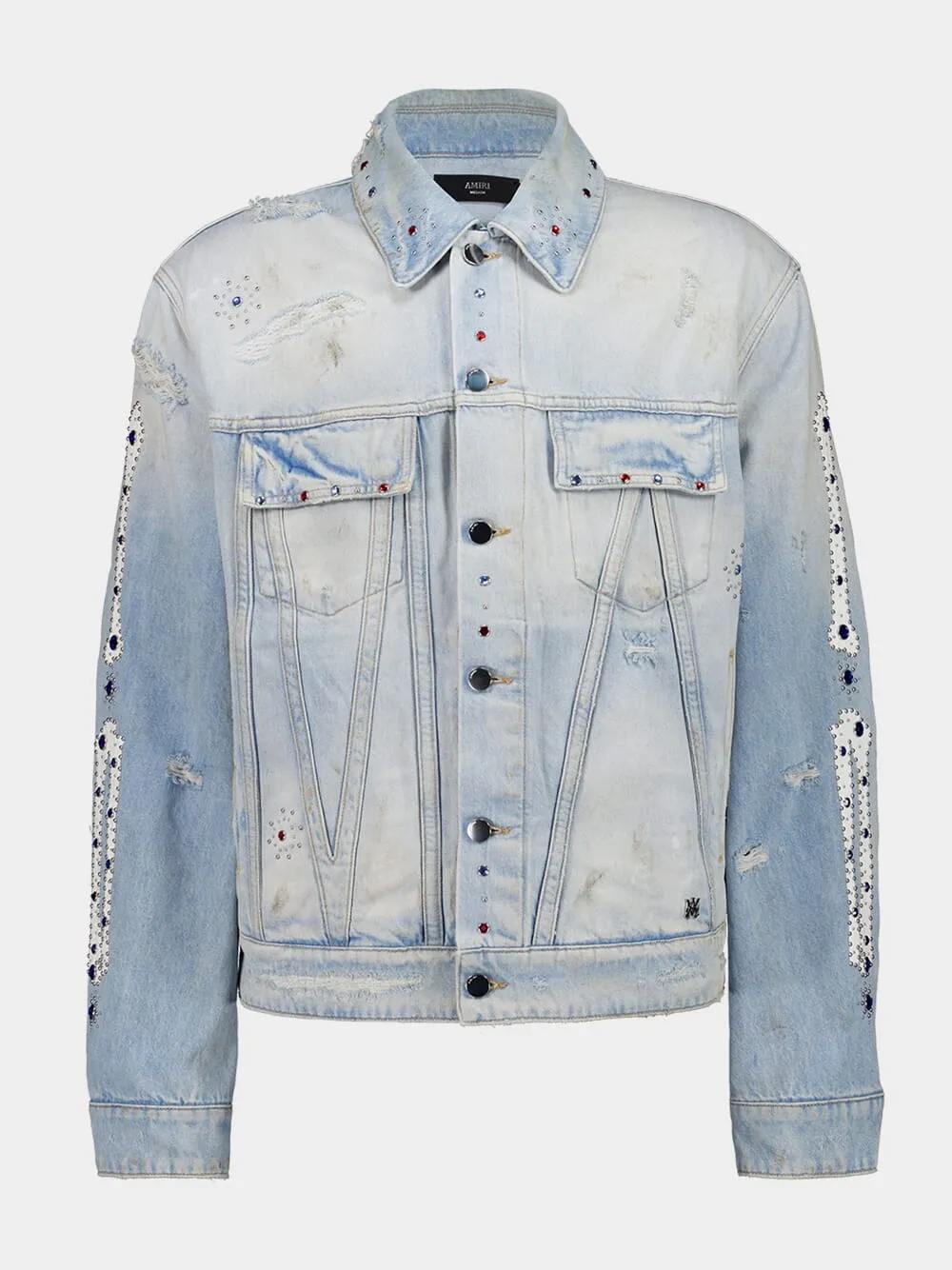 Antique Indigo Bones Studded Trucker Jacket sold by Fashion Clinic