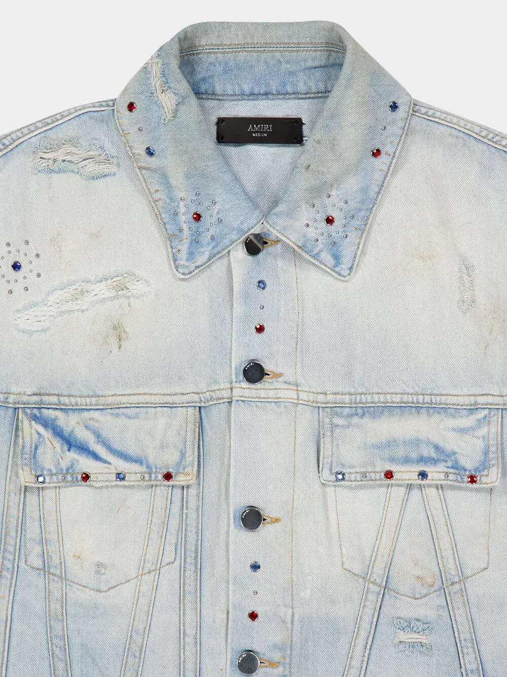 Antique Indigo Bones Studded Trucker Jacket sold by Fashion Clinic product image thumbnail 5