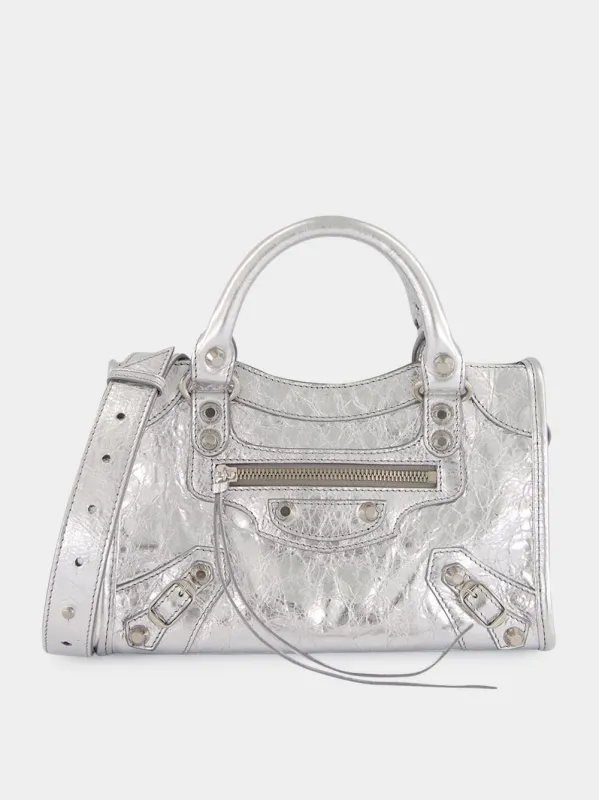 Mini Le City Bag in Silver Leather sold by Fashion Clinic