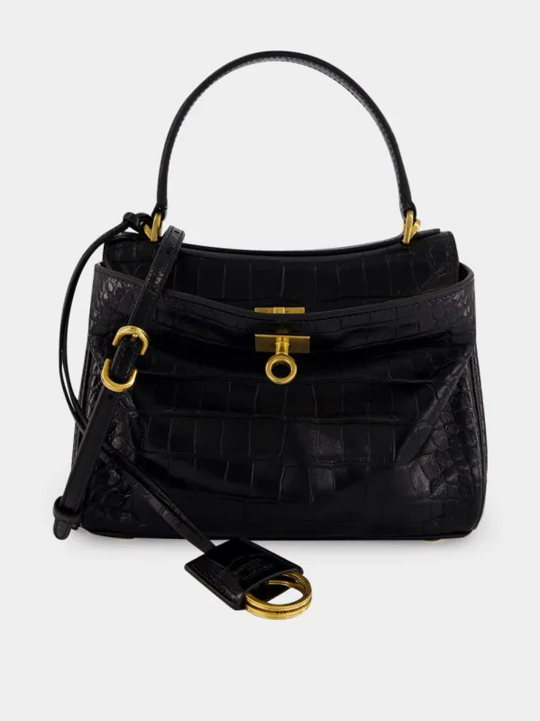 Black Croco Rodeo Mini Leather Handbag sold by Fashion Clinic