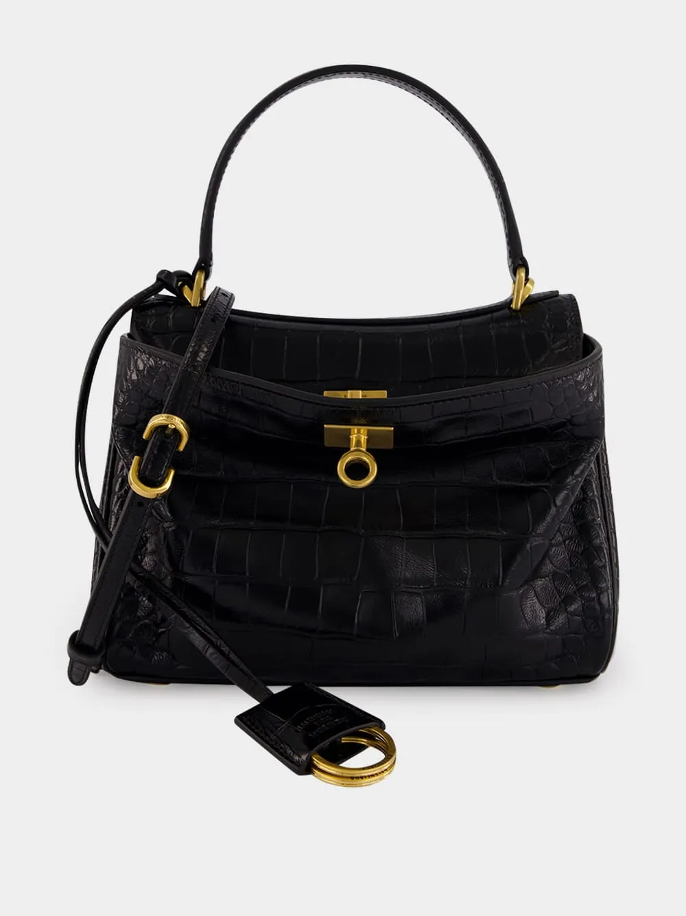 Black Croco Rodeo Mini Leather Handbag sold by Fashion Clinic
