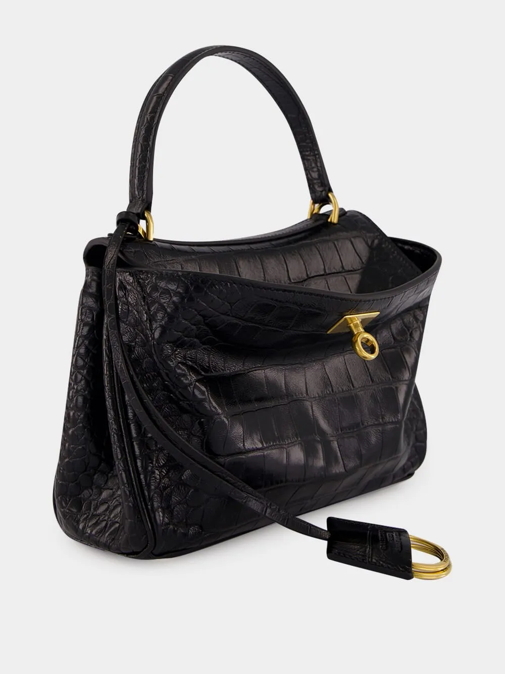 Black Croco Rodeo Mini Leather Handbag sold by Fashion Clinic product image thumbnail 3