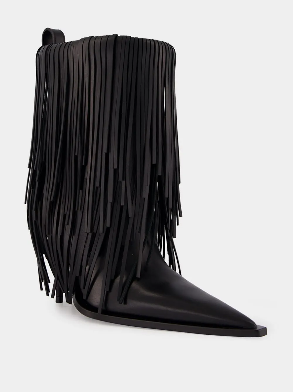 Black Avenue Fringe Leather Booties sold by Fashion Clinic product image thumbnail 2