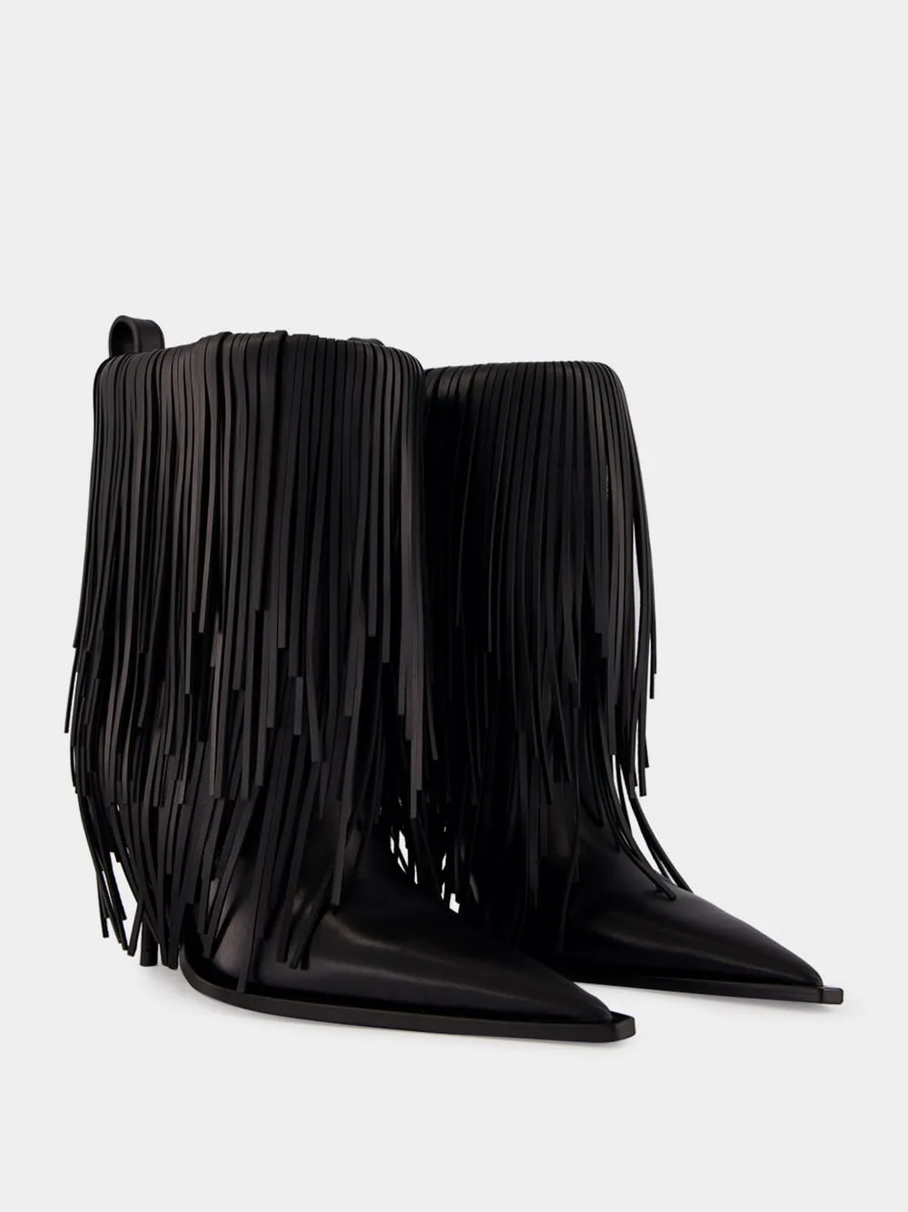 Black Avenue Fringe Leather Booties sold by Fashion Clinic product image thumbnail 3
