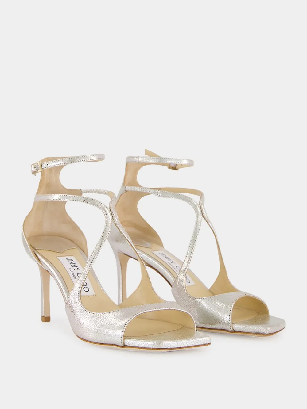 Champagne Azia 75 Glitter Leather Sandals sold by Fashion Clinic product image thumbnail 3