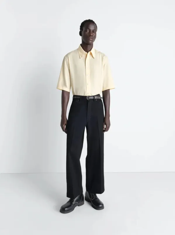 Ice Apricot Short Sleeve Shirt in Washed Cotton Muslin sold by Fashion Clinic