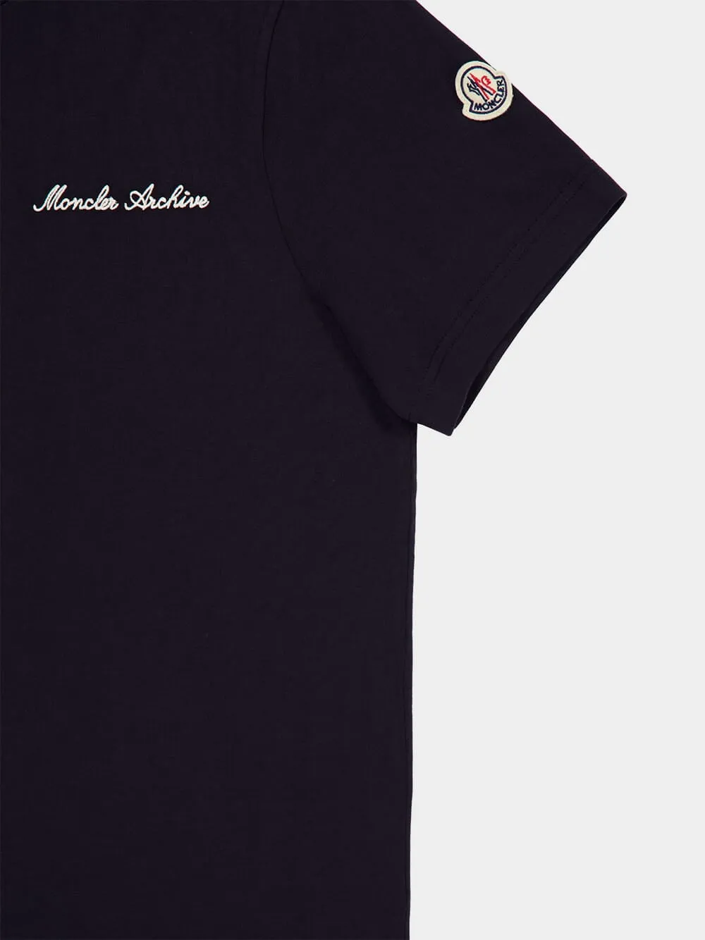 Navy Embroidered Cotton T-Shirt sold by Fashion Clinic product image thumbnail 4