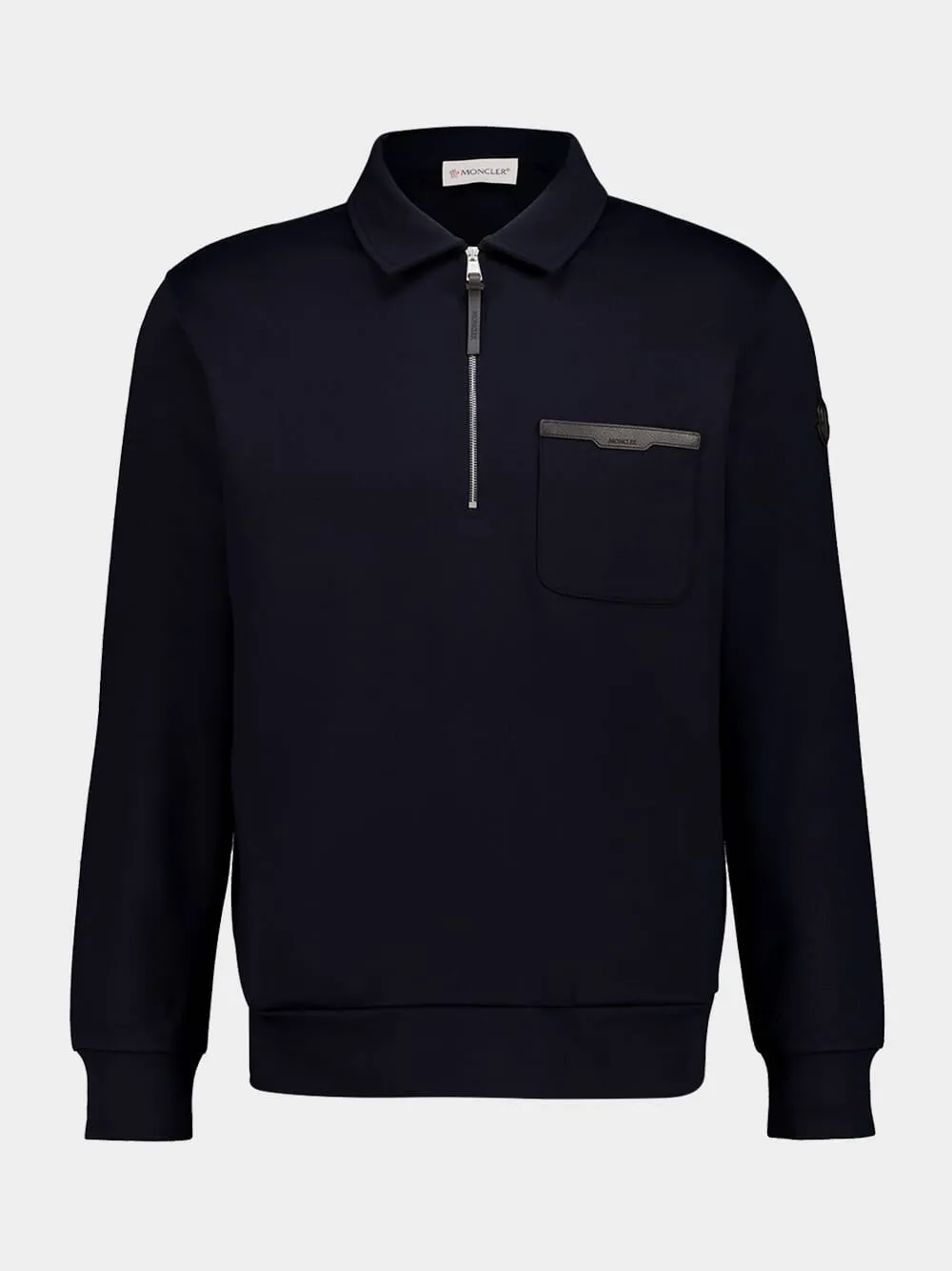 Dark Blue Cotton Half-Zip Sweatshirt sold by Fashion Clinic