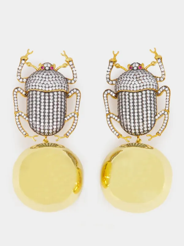 Gold Pharaoh Party Earrings with Crystals sold by Fashion Clinic