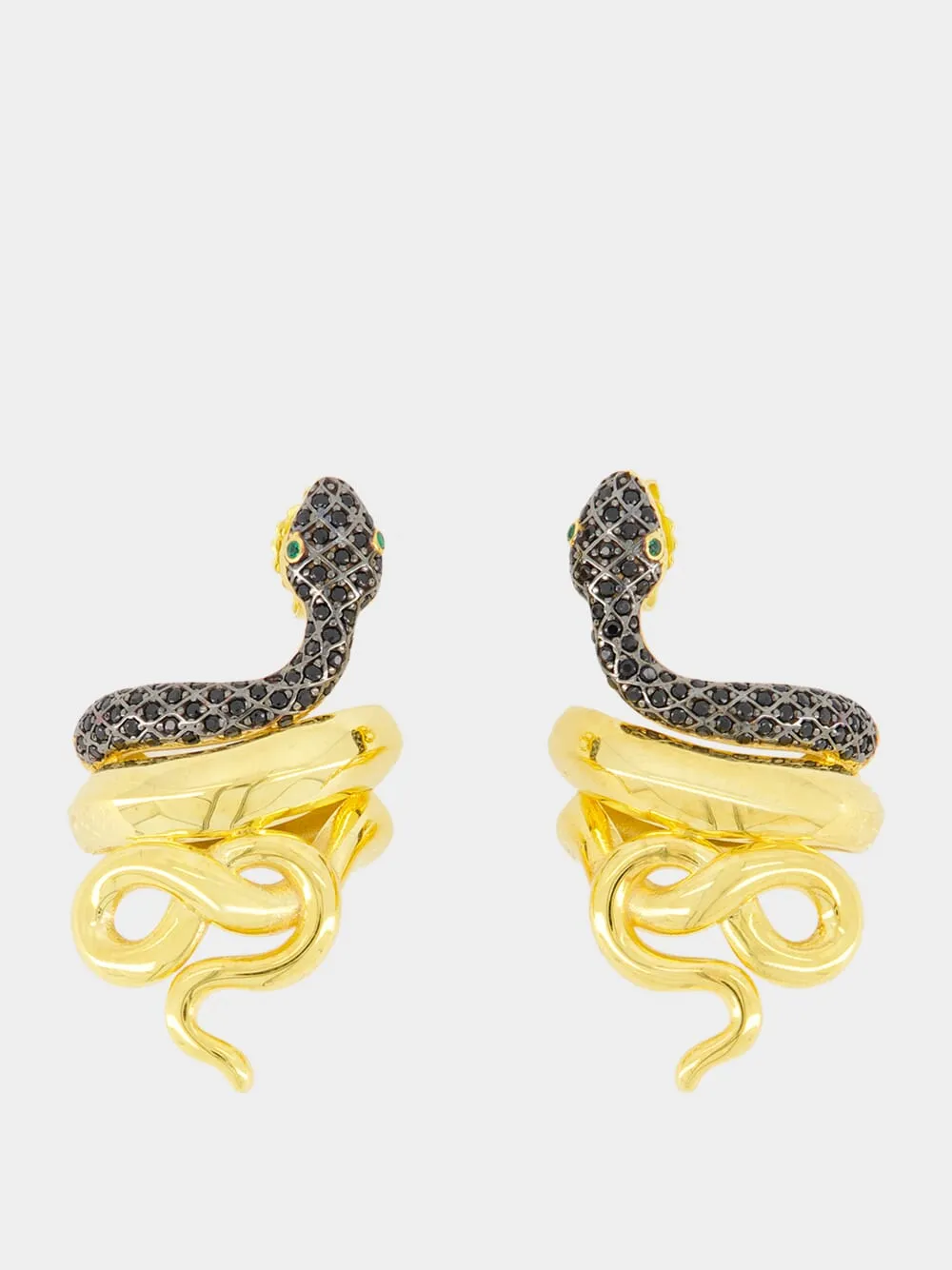 Gold-Plated Serpentino Earrings in Black sold by Fashion Clinic