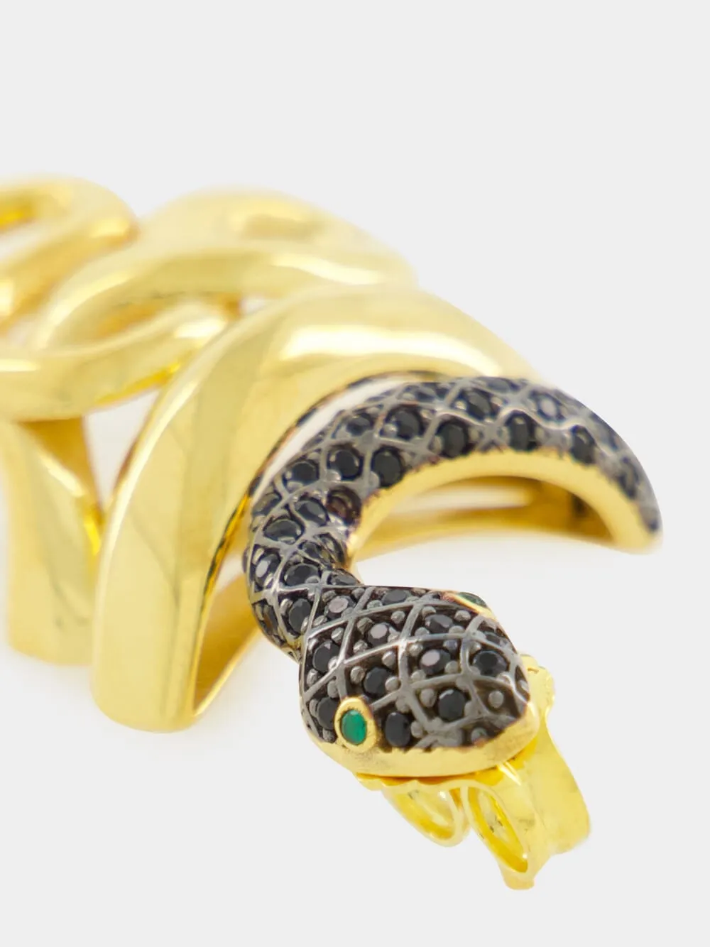 Gold-Plated Serpentino Earrings in Black sold by Fashion Clinic product image thumbnail 4