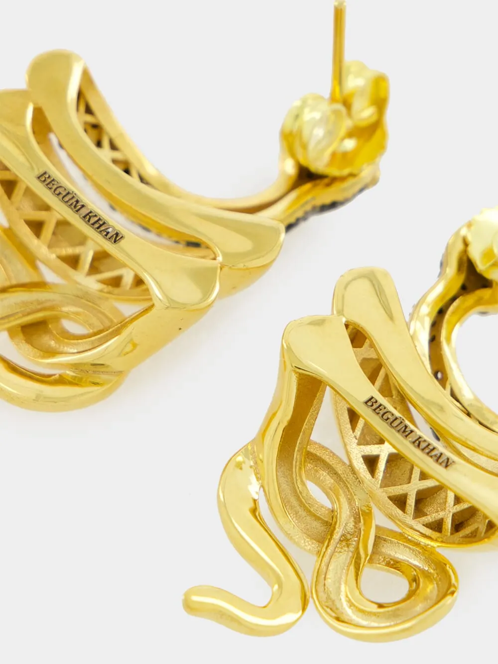 Gold-Plated Serpentino Earrings in Black sold by Fashion Clinic product image thumbnail 3