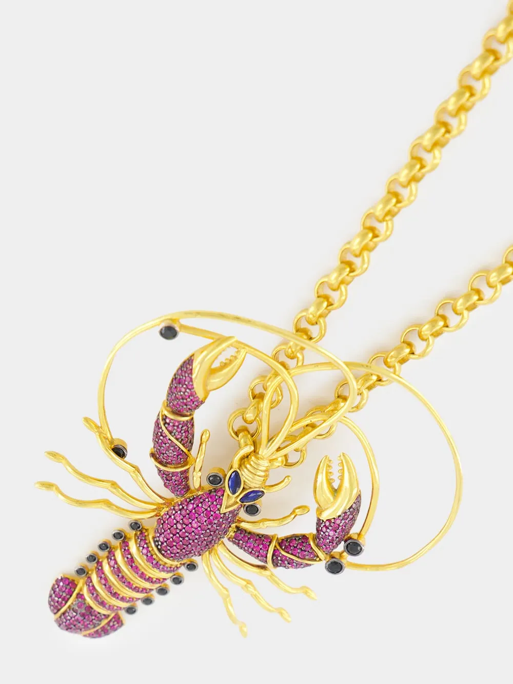 Gold-Plated Burgundy Lobster Necklace sold by Fashion Clinic product image thumbnail 2