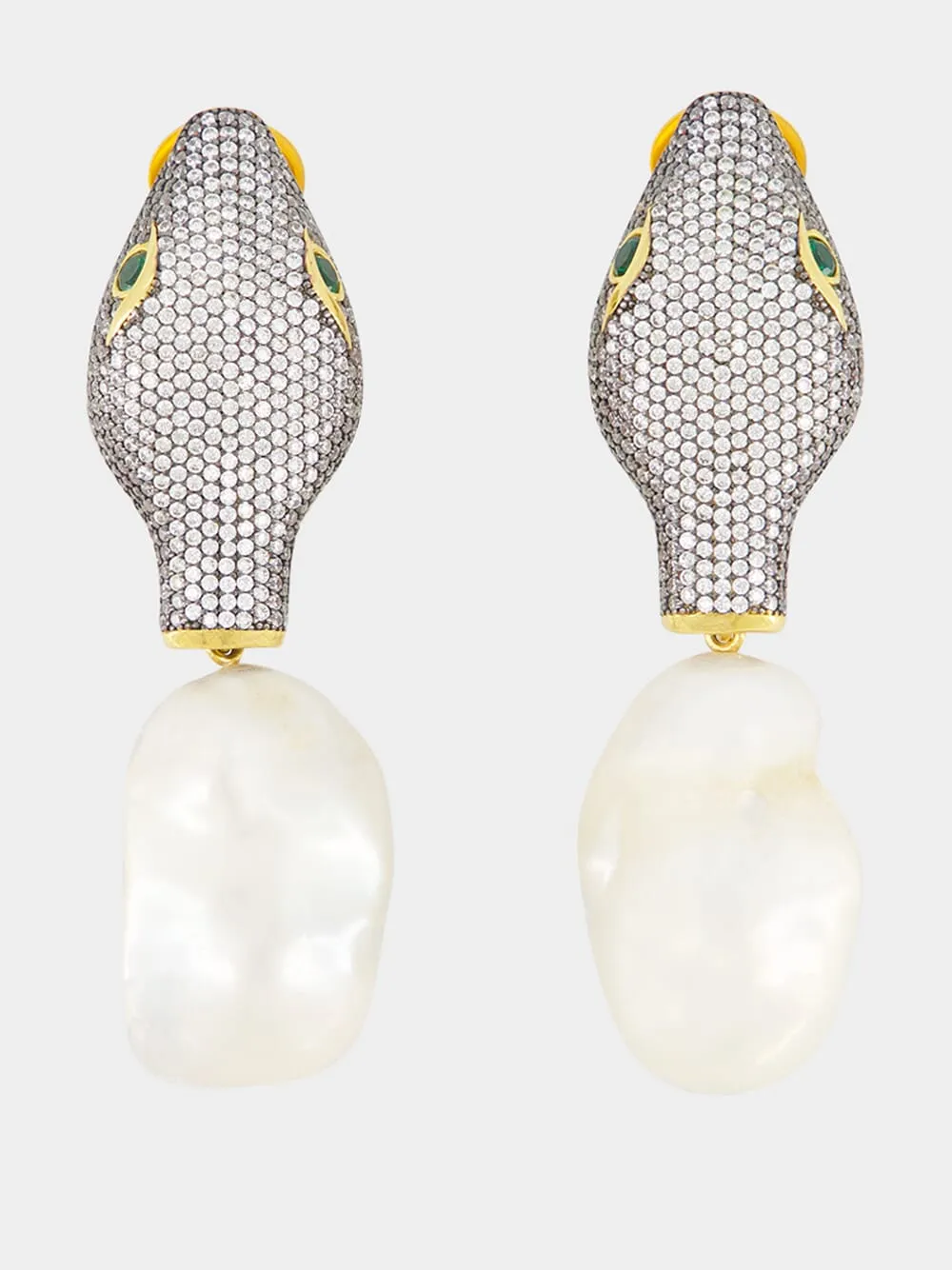 Gold-Plated Shahmaran Earrings with Pearls sold by Fashion Clinic