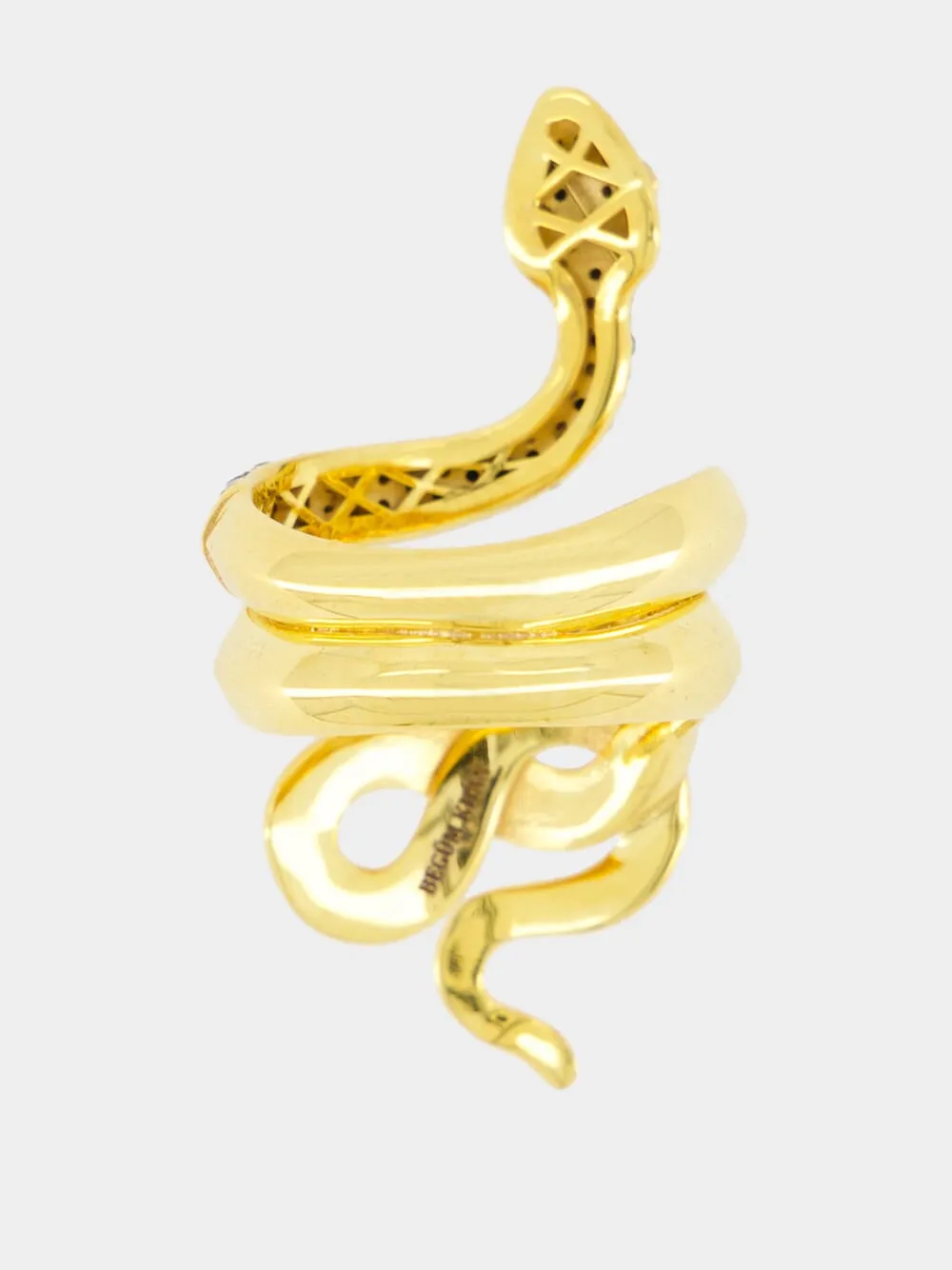 Gold-Plated Snake Ring with Black Crystals sold by Fashion Clinic product image thumbnail 3
