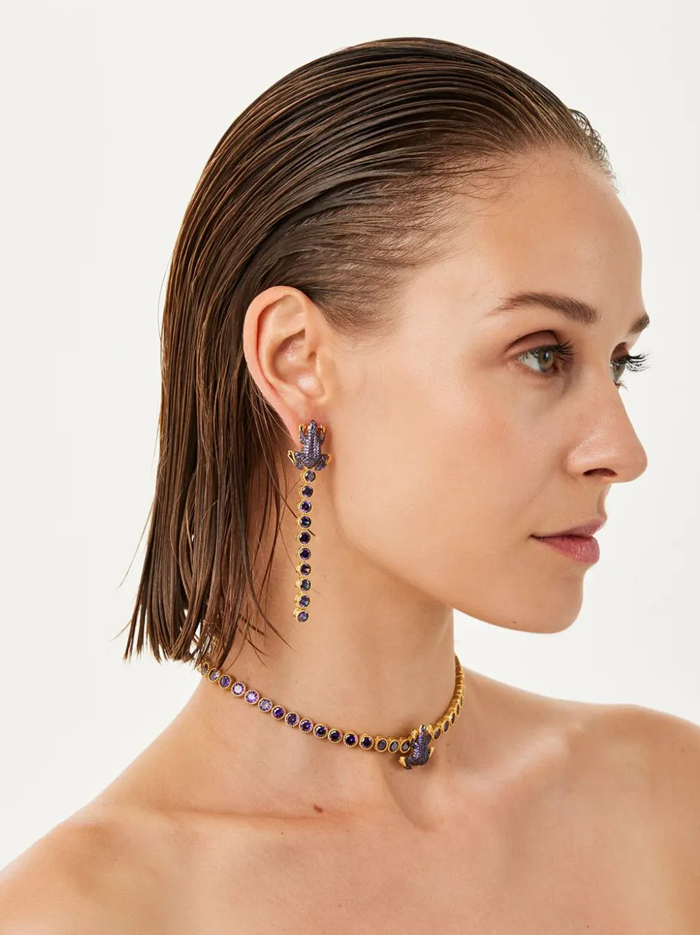 Purple Frog Tennis Earrings sold by Fashion Clinic product image thumbnail 2