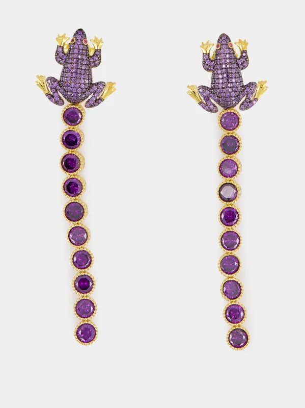 Purple Frog Tennis Earrings sold by Fashion Clinic