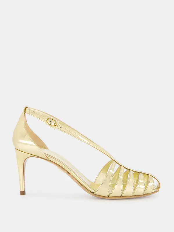 Gold Lux Leather Sandals sold by Fashion Clinic