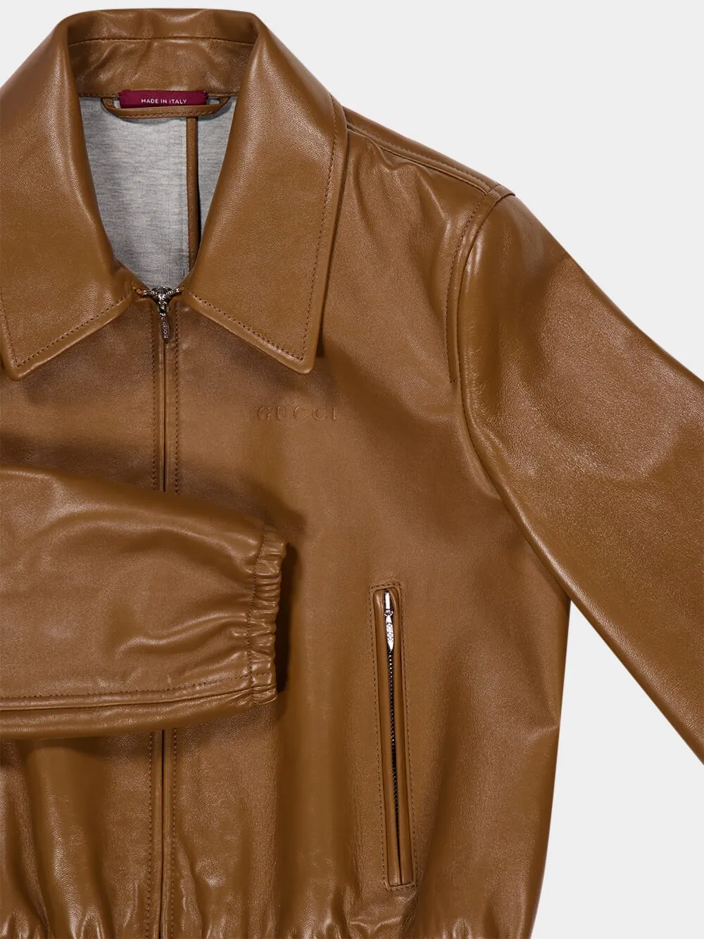 Honey Biscuit Bomber Jacket in Nappa sold by Fashion Clinic product image thumbnail 4