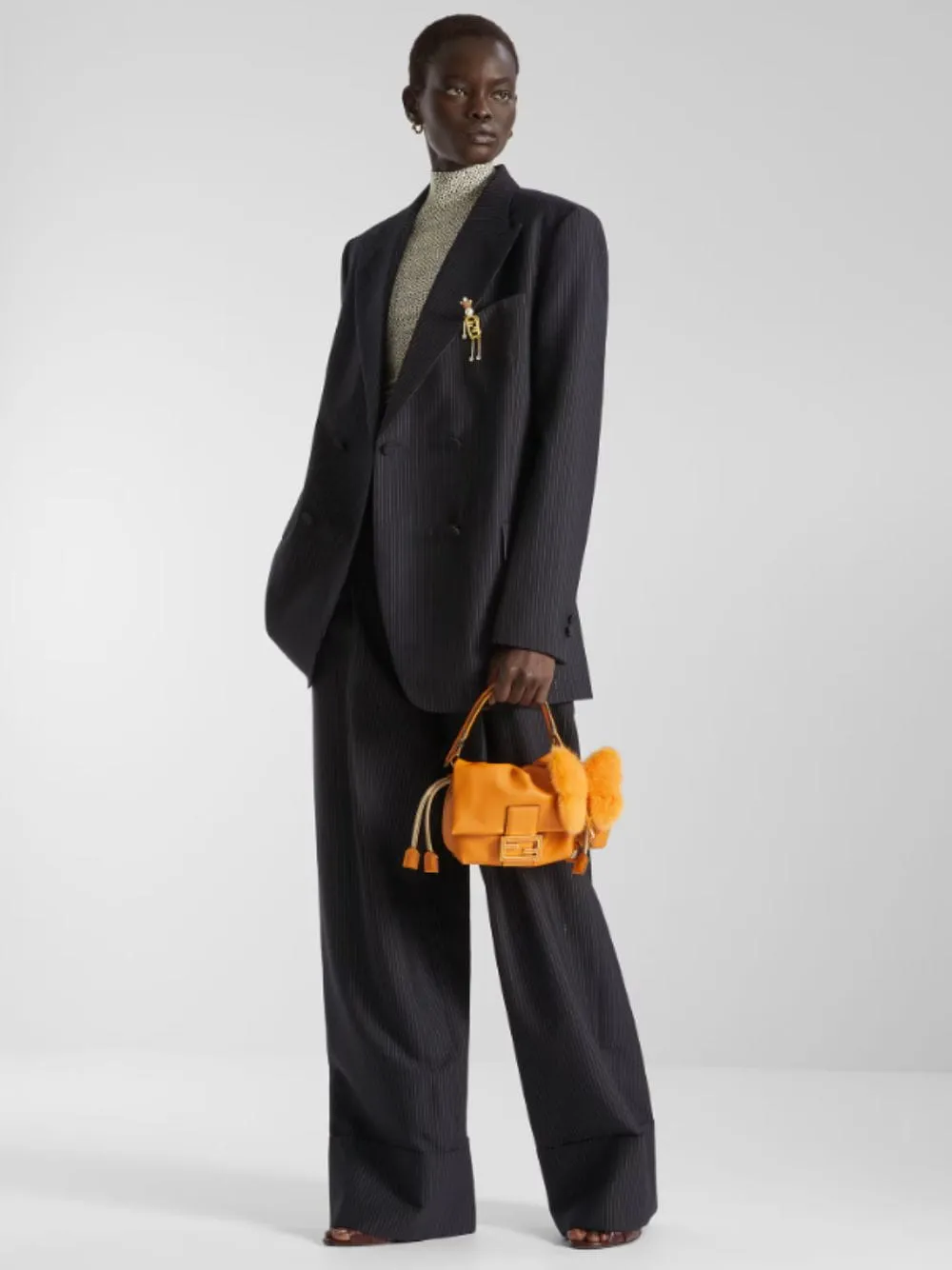 Navy Blue Pinstriped Wool Trousers sold by Fashion Clinic product image thumbnail 2