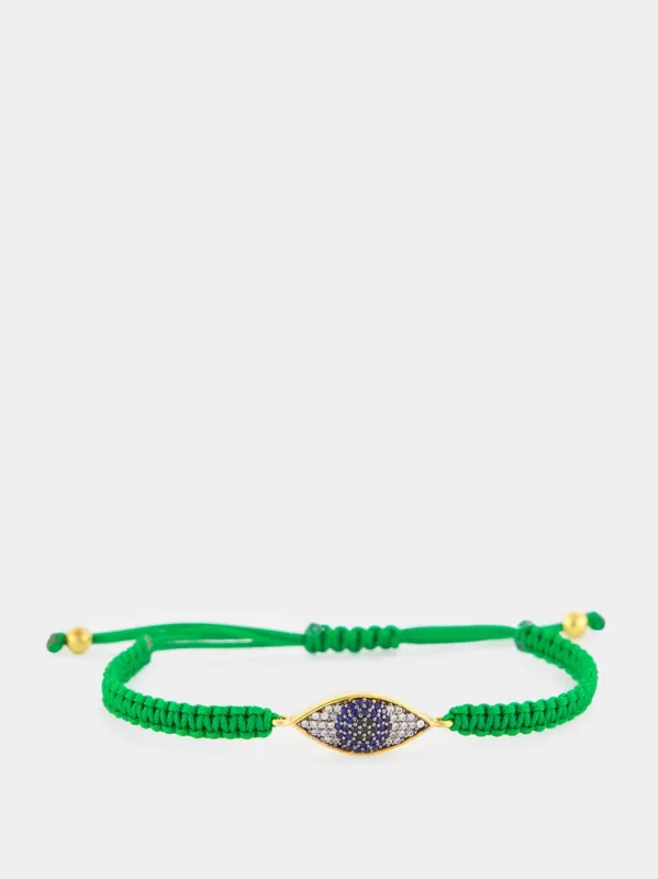 Navy Blue Evil Eye Gold-Plated Bracelet sold by Fashion Clinic