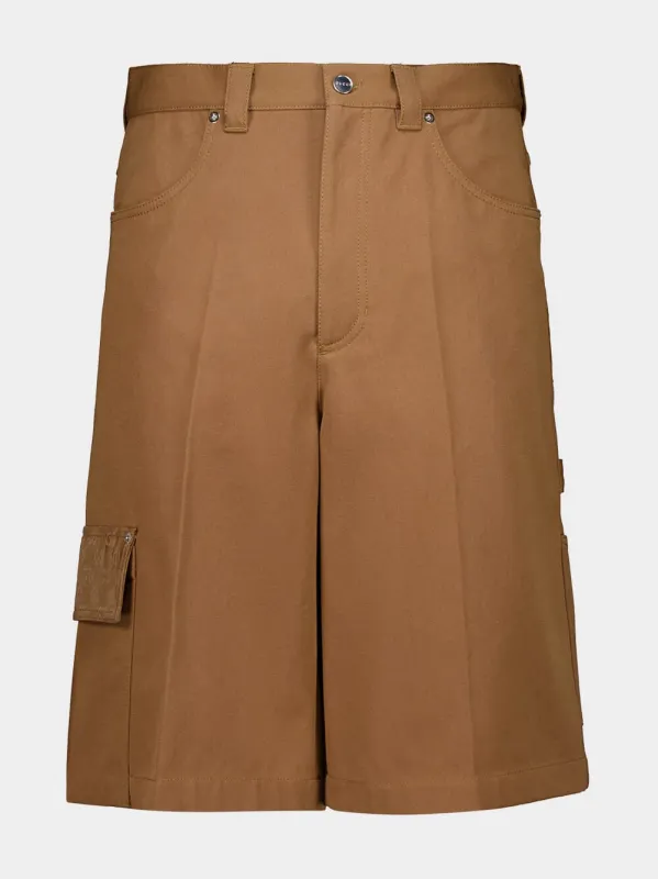 Camel Heavy Canvas Cotton Cargo Shorts sold by Fashion Clinic