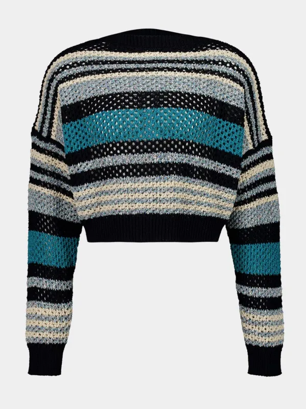 Black and Teal Ocean Stripes Sweater sold by Fashion Clinic