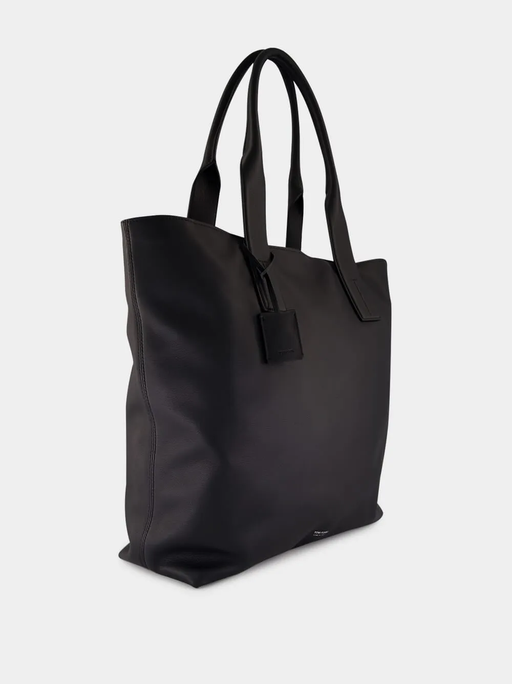 Black Leather Tote Bag sold by Fashion Clinic product image thumbnail 2