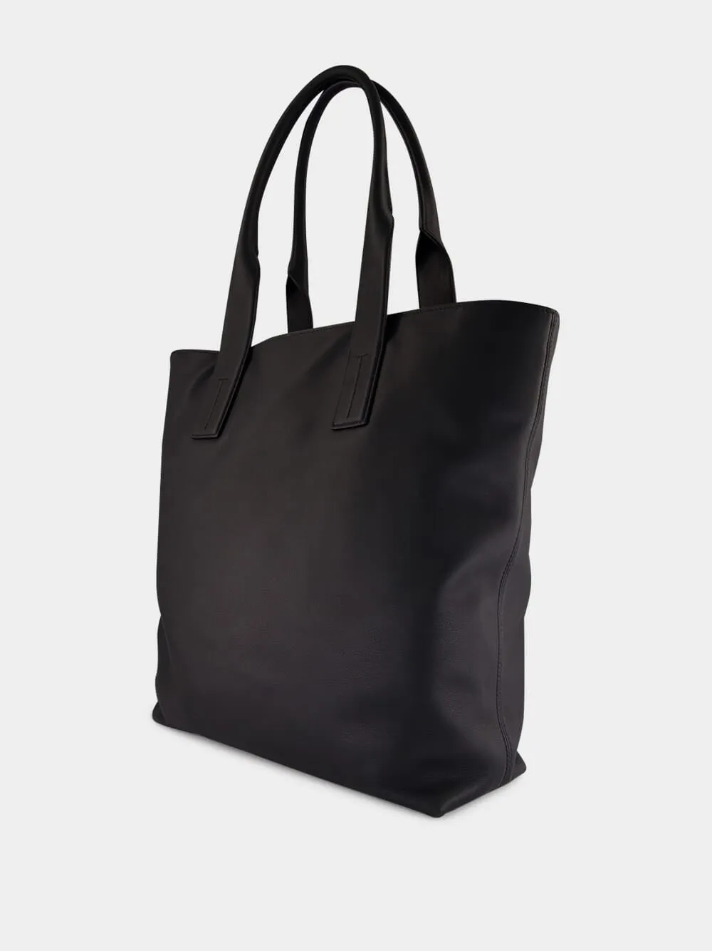 Black Leather Tote Bag sold by Fashion Clinic product image thumbnail 4