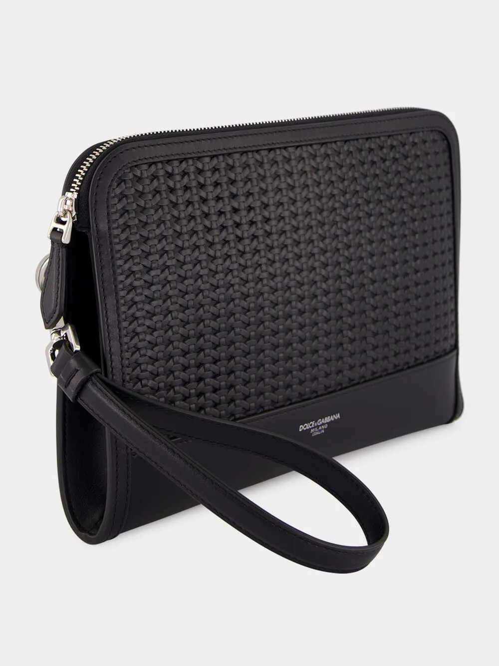 Black Woven Calfskin Clutch Bag sold by Fashion Clinic product image thumbnail 2