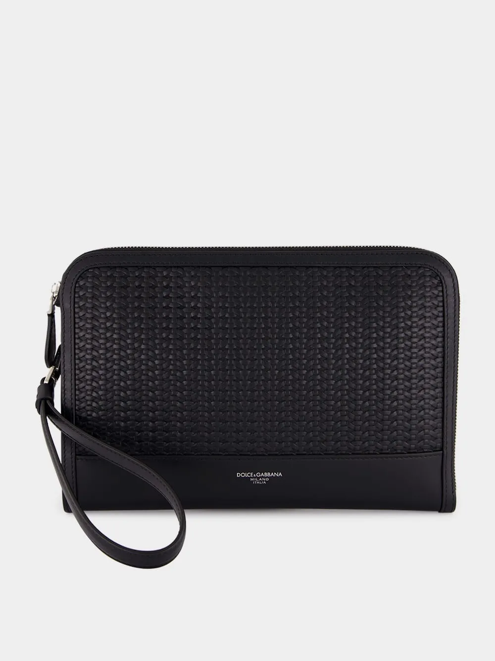 Black Woven Calfskin Clutch Bag sold by Fashion Clinic