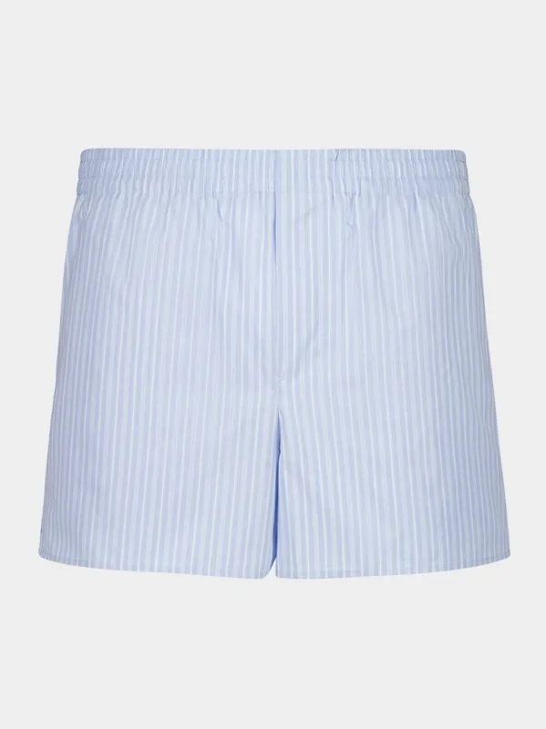 Blue Striped Cotton Elasticated Shorts sold by Fashion Clinic