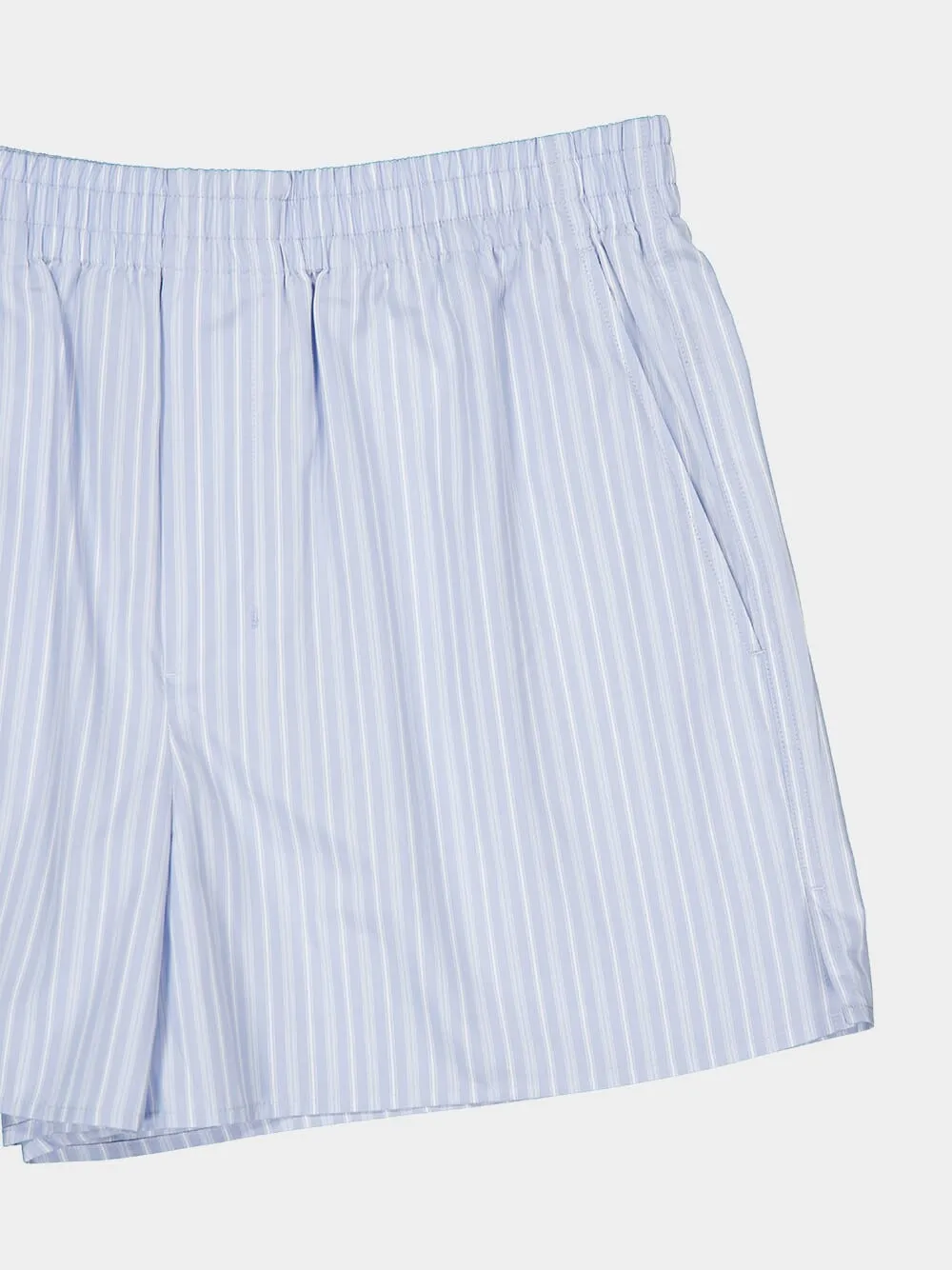 Blue Striped Cotton Elasticated Shorts sold by Fashion Clinic product image thumbnail 5