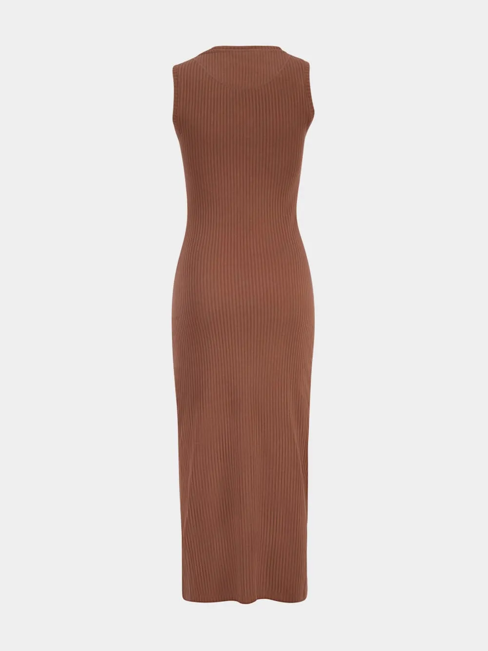 Tobacco Brown Ribbed Cotton Midi Dress sold by Fashion Clinic product image thumbnail 4