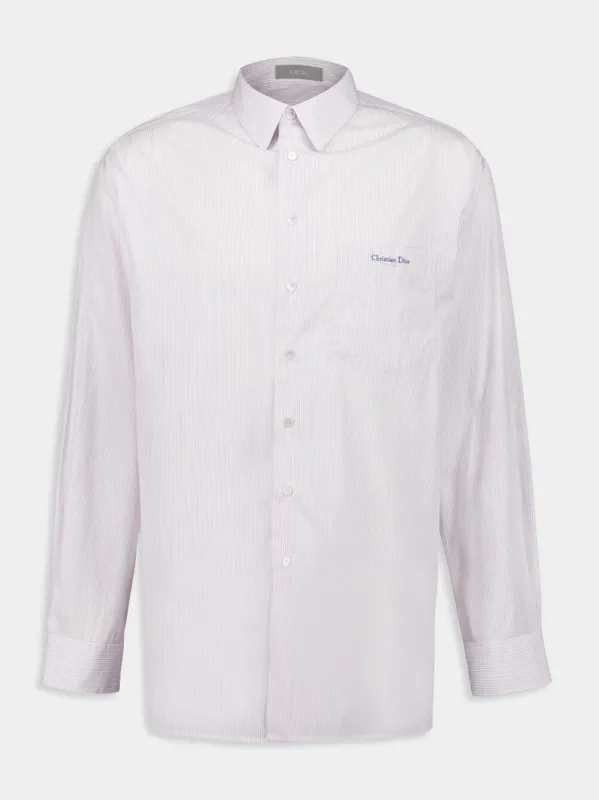 Shirt Long Sleeved Striped Cd Print Cotton Poplin sold by Fashion Clinic