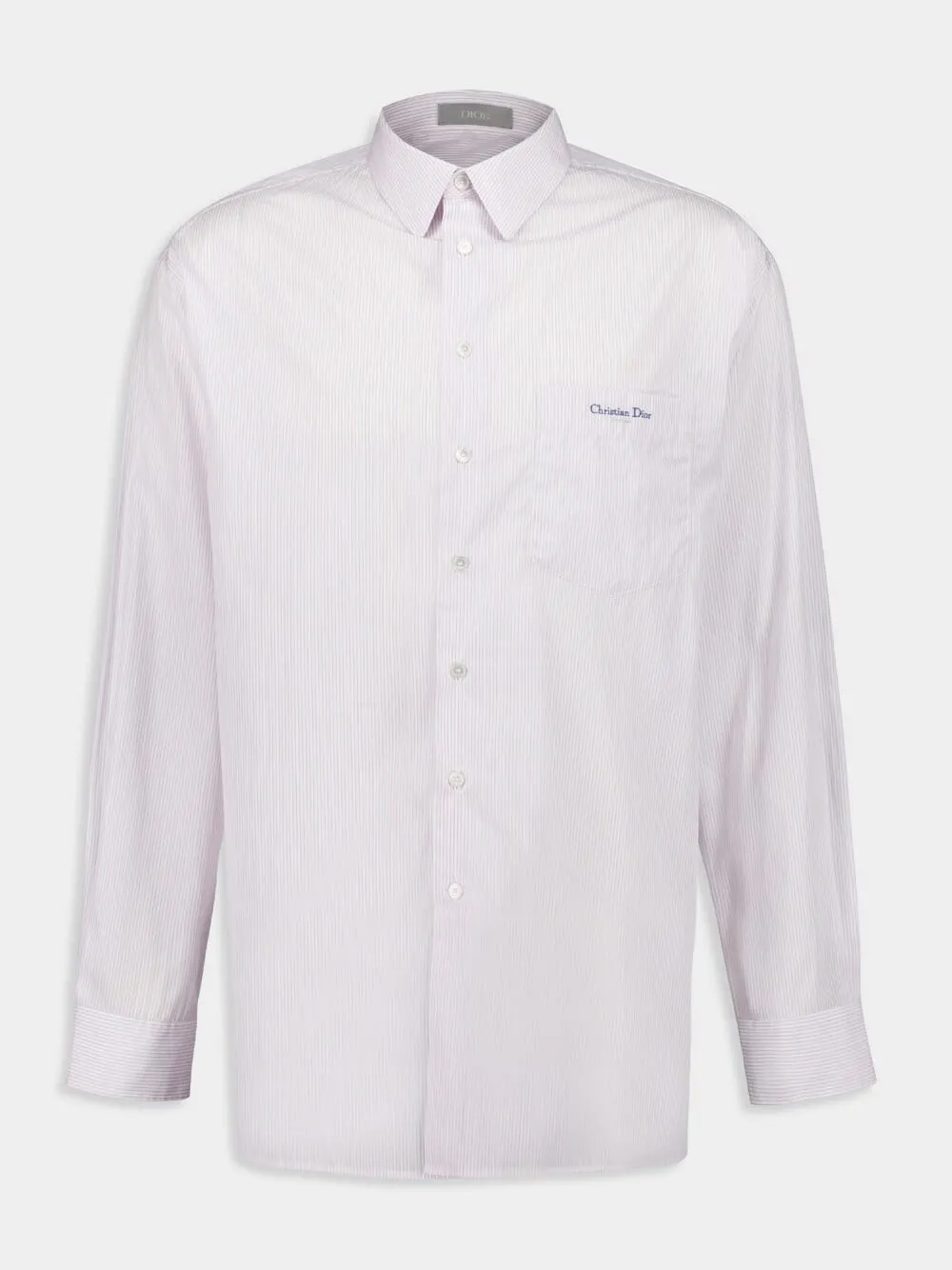 Shirt Long Sleeved Striped Cd Print Cotton Poplin sold by Fashion Clinic