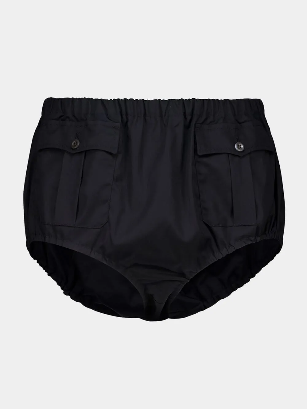 Black Poplin Boy Shorts with Patch Pockets sold by Fashion Clinic product image thumbnail 2