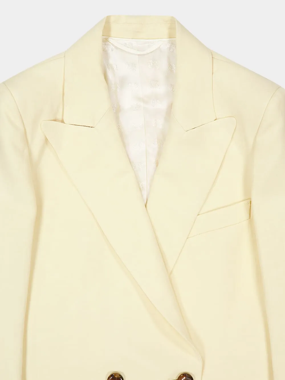 Savannah Butter Double-Breasted Linen-Silk Blazer sold by Fashion Clinic product image thumbnail 5