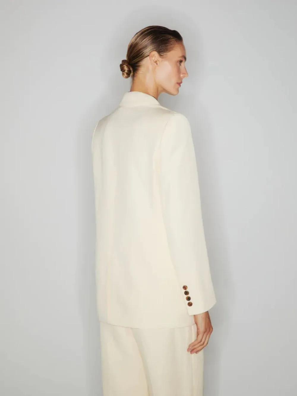 Savannah Butter Double-Breasted Linen-Silk Blazer sold by Fashion Clinic product image thumbnail 3