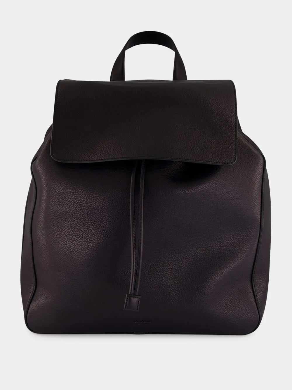 Black Grain Leather Flap Backpack sold by Fashion Clinic product image thumbnail 2