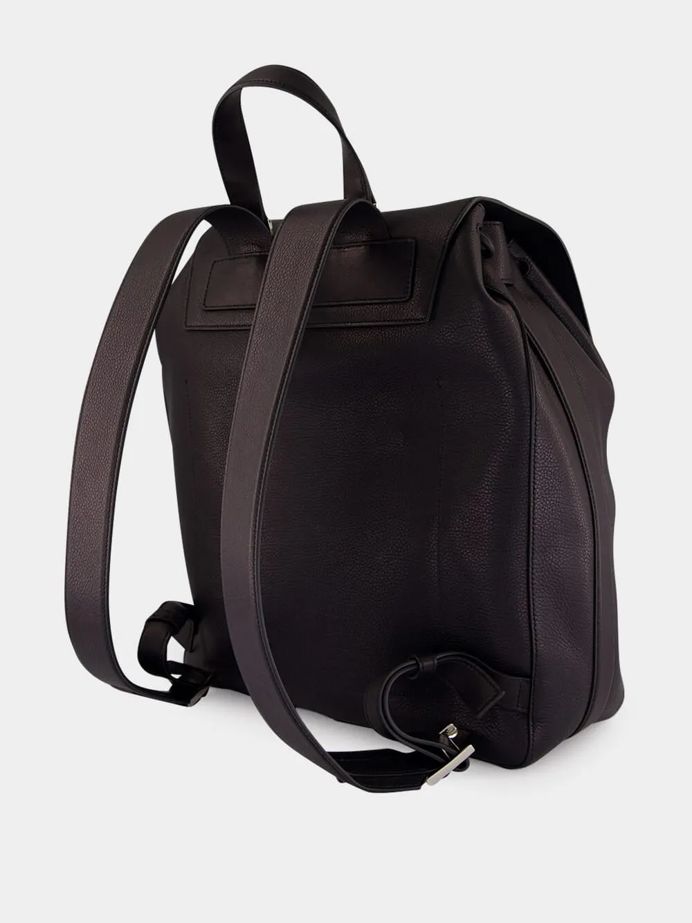Black Grain Leather Flap Backpack sold by Fashion Clinic product image thumbnail 5