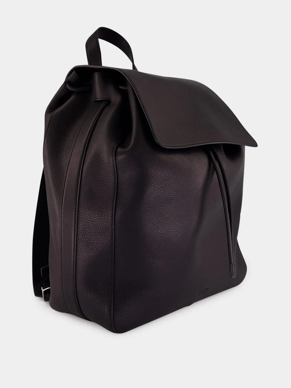 Black Grain Leather Flap Backpack sold by Fashion Clinic product image thumbnail 3