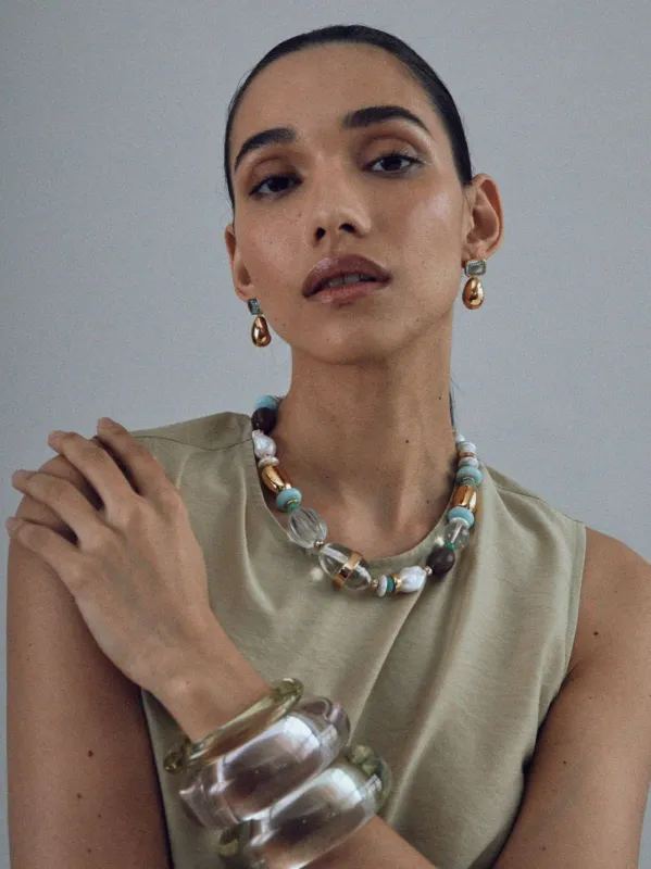 Lime Resin Ridge Cuff Bracelet made by Lizzie Fortunato