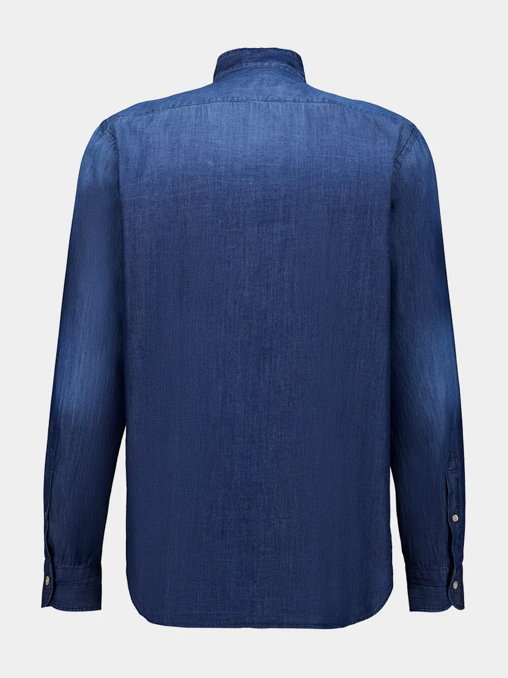 Blue Cotton Mandarin Collar Shirt sold by Fashion Clinic product image thumbnail 2