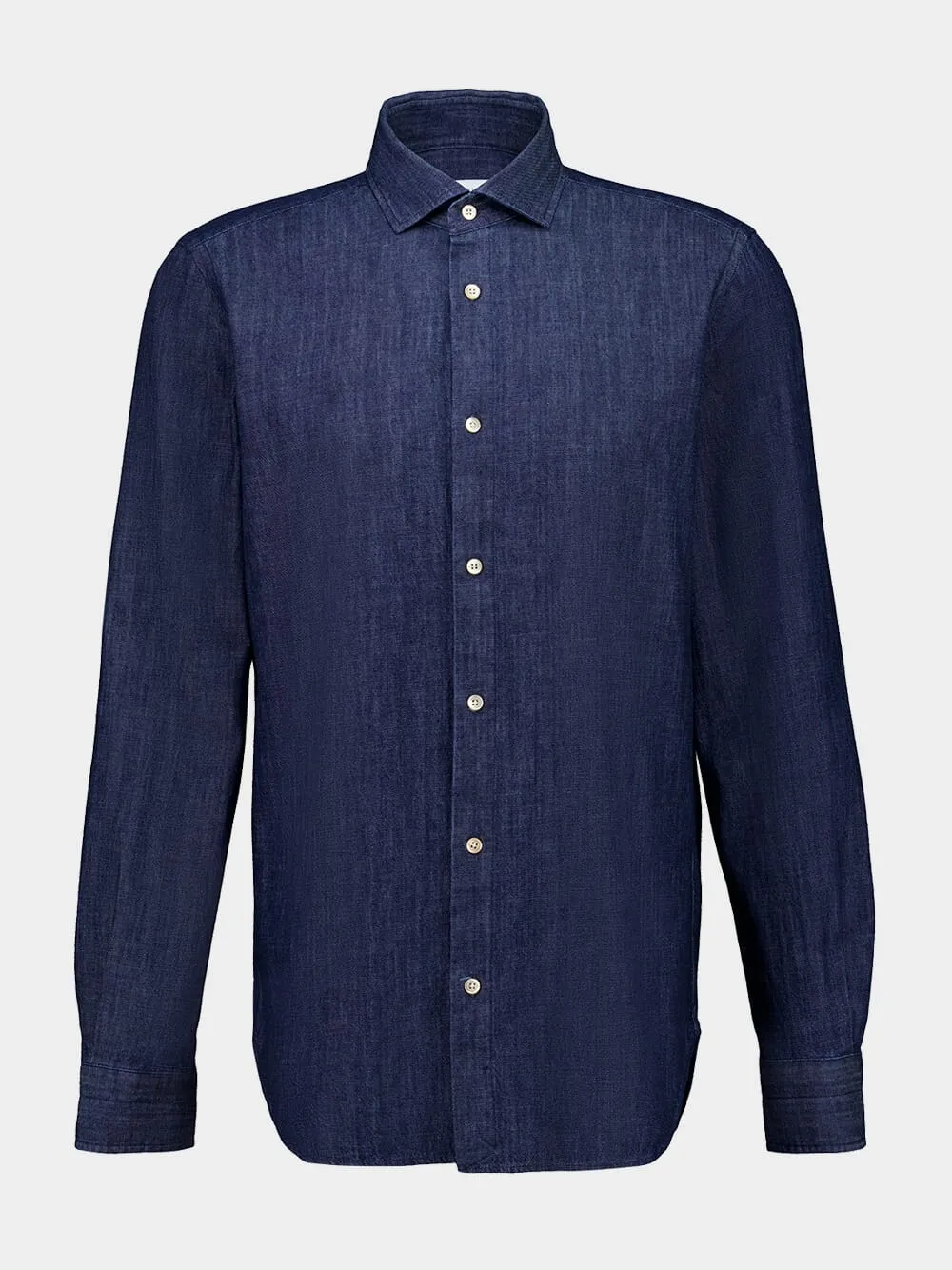 Dark Blue Cotton Long-Sleeve Shirt sold by Fashion Clinic